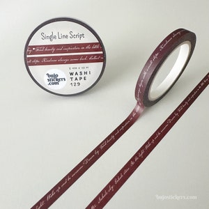 Burgundy Washi Tape mit einzeiligem Schriftzug • Braunes Zitat Vintage Handschrift • Bordüre Bullet Journaling • 5 mm x 10 m • bujostickers.com 129