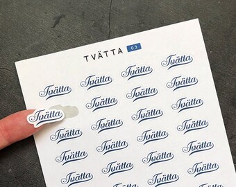 Tvätta 03 • Stickers med snygg text "Tvätta" • Tvätta, tvätt, tvättstuga • Stickers på svenska • bujostickers.com • tvättstickers