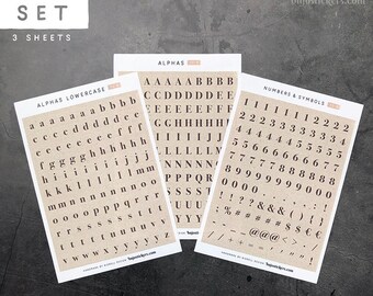Alphas 12 B • Alphabet stickers, numbers & symbols. Separate or as a set. English and Swedish. Capitals and lowercase letter stickers.