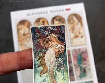 Alphonse Mucha 03 Decorative stickers for bujo, planners, scrapbooking, letters etc. Handmade stickers with Art Nouveau illustrations