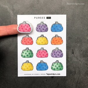 Purses 01 • Stickers with colourful purses! Handdrawn and unique, cute and kawaii handmade stickers • bujostickers.com