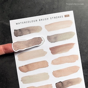 Watercolour Brush strokes 05 Brown decorative stickers for bujo layouts, planners, scrapbooking, cards, letters. Bujostickers 2 sizes.