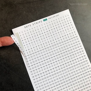 Date Strips 05 • geeignet für Raster 5 mm und mehr • Funktionale Zahlen-Aufkleber für Bullet Journaling und Planer. Zahlen 1-31 auf jedem Streifen, ganz einfach!