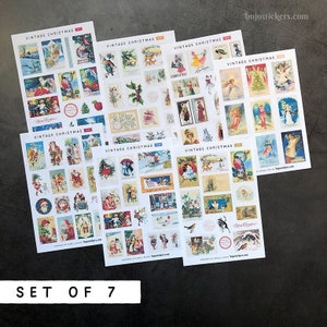 Vintage Christmas SET de 7 • Stickers para regalos, tarjetas, cartas, scrapbooking, bujo, bullet journal, planning. bujostickers.com