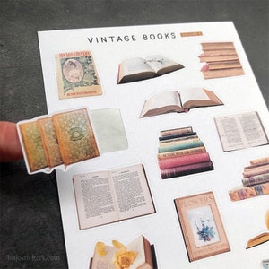 Libros antiguos Volumen 1 • Calcomanías de papel para tarjetas, cartas, álbumes de recortes, bujo, diarios, planificación y más. bujostickers.com
