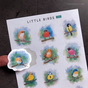 Petits Oiseaux 01 • Autocollants décoratifs pour bullet journaux, agendas, albums, cartes, lettres. Autocollants uniques par bujostickers.com