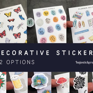 Dekorative Aufkleber für Bujo, Planer, Basteln und mehr. Handgemachtes Unikat von bujostickers.com. Natur, Kaffee, Blumen, Schmetterling