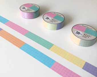 Grid Washi tape • Pastels: Pink, Blue, Green, Yellow, Orange, Lavender Squared Decorative masking tape • 15 mm x 10 m • bujostickers.com 066