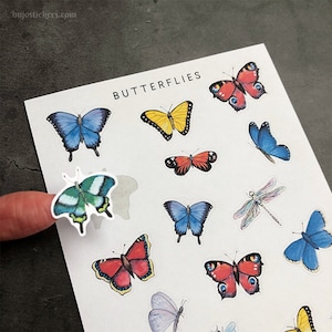 Adesivos decorativos de borboletas para bujo, planners, scrapbooking, cartas, etc. Adesivos de borboletas ilustrados feitos à mão e exclusivos