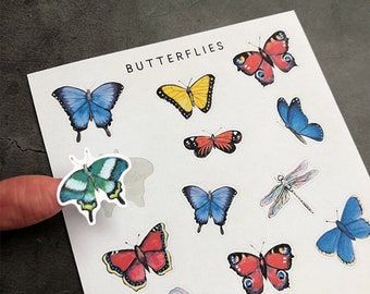Butterflies decorative stickers for bujo, planners, scrapbooking, letters etc. Handmade and unique illustrated Butterfly stickers