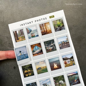 Pegatinas de camping • Estilo de fotografía instantánea • Naturaleza, verano, campo, aire libre, tienda de campaña, caravana, fogata, hamaca, senderismo, puesta de sol 09