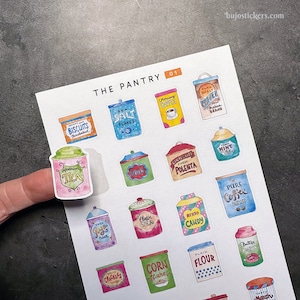Pegatinas de lata de despensa • Latas de comida, té de café, galletas. ¡Pegatinas ilustradas para bujo, tarjetas, álbumes de recortes, cartas, diarios y más!
