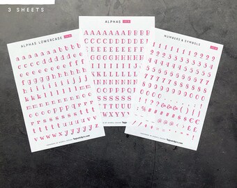 Alphas 15 B • Alphabet stickers, numbers & symbols. Separate or as a set. English and Swedish. Capitals and lowercase letter stickers.