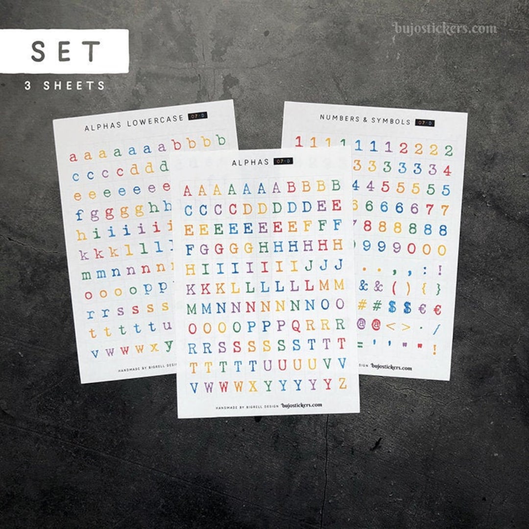 Alphas 07 D • Alphabet Stickers, Numbers & Symbols. Separate or as a ...