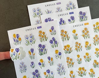 Crocous stickers • Unique illustrated spring flowers. For bujo, planners, journaling, cards, scrapbooking, letters. Watercolour florals.