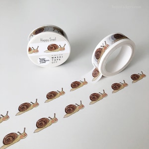 Cinta washi Happy Snail • Cinta adhesiva con animales adorables • Cinta adhesiva decorativa • 15 mm x 10 m • bujostickers.com 077