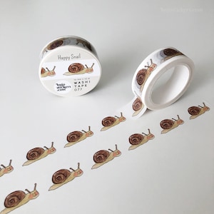 Happy Snail Washi tape • Cute animal tape • Decorative masking tape • 15 mm x 10 m • bujostickers.com 077