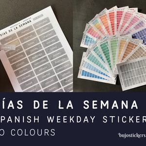 Días de la semana • 20 Aquarell-Optionen. Wochentag Sticker in spanisch für Bullet Journals, Bujo, Kalender, Planer. bujostickers.com