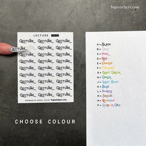 講義ステッカー • 学校、勉強、教師、大学、研究。ビンテージスタイルの見出し 14 色。バレットジャーナル、計画、カレンダー。70
