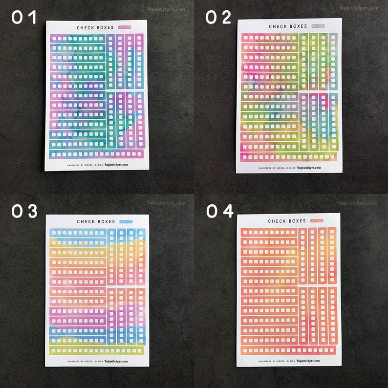 Check Boxes • Sticker Strips With 10 Checkboxes • 20 Color Options ...