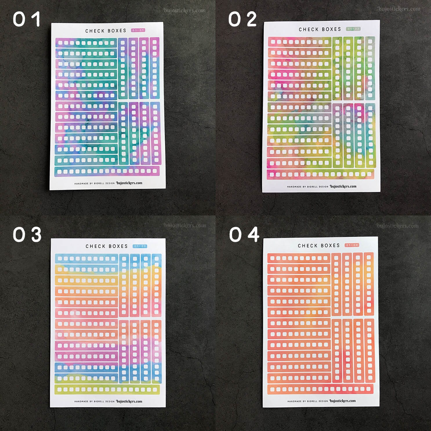 Check Boxes • Sticker Strips With 10 Checkboxes • 20 Color Options ...