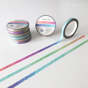 Washi-tape • Regenboogstippen • 5 mm x 10 m • Spectrum-washi-tape • Afplaktape rand • bujostickers.com 027