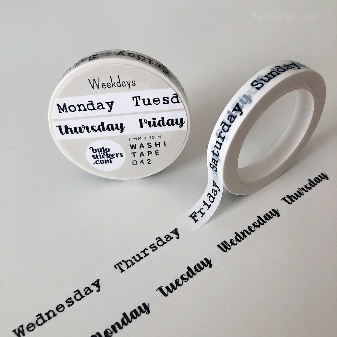 Weekdays Routine Font Transparent Weekdays Washi Tape • Typewriter Font & Script Font • Planner Masking ...