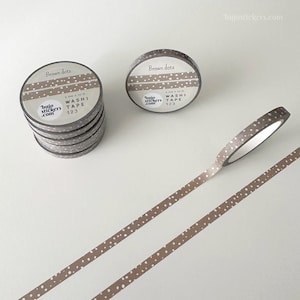 Bruine washi tape • Slanke grijsbruine witte stippen • Border divider bujo bullet journaling masking tape • 5 mm x 10 m • bujostickers.com 123