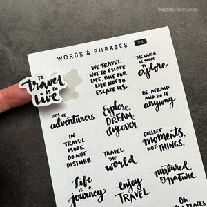 Reise Zitate Aufkleber. Handlettered Wörter & Sätze Aufkleber 06. Reise. Erinnerung, Planung, Journaling, Scrapbooking, Basteln.