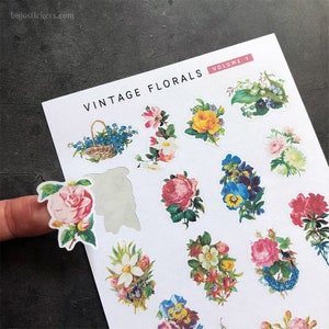 Florais Vintage Volume 1 • Adesivos de papel para cartões, cartas, scrapbooking, bujo, bullet journals, planejamento e muito mais. bujostickers.com
