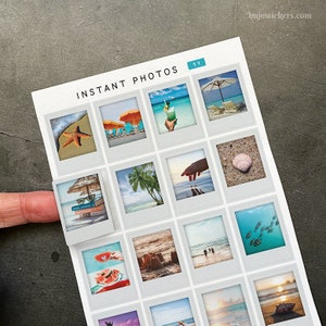 Calcomanías de playa, estilo de fotografía instantánea • resort, nadar, arena, viaje, vacaciones, conchas marinas, lectura, palmeras, peces, diversión, relajación, bebida, puesta de sol 11