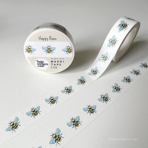 Washi tape Happy Bees • Cute animal tape • Polinizador Cinta adhesiva decorativa • 15 mm x 10 m • bujostickers.com 110