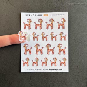 Stickers chèvre de Noël. Noël suédois. Paille de chèvre, Julbock, halmbock. Artisanat unique de journal d'art de journalisation de balle de bujo de fabrication de cartes dessinées à la main