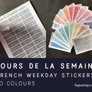 Jours de la semaine • Adesivi • 20 opzioni di acquerello. Giorni feriali in francese per diari di proiettili, bujo, calendari, pianificatori. bujostickers.com