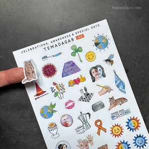 Naklejki na uroczystości, podnoszenie świadomości i dni specjalne • Temadagar 02 • Bujo, planer, dziennik, pamiętnik, karty, scrapbooking, listy, rękodzieło.