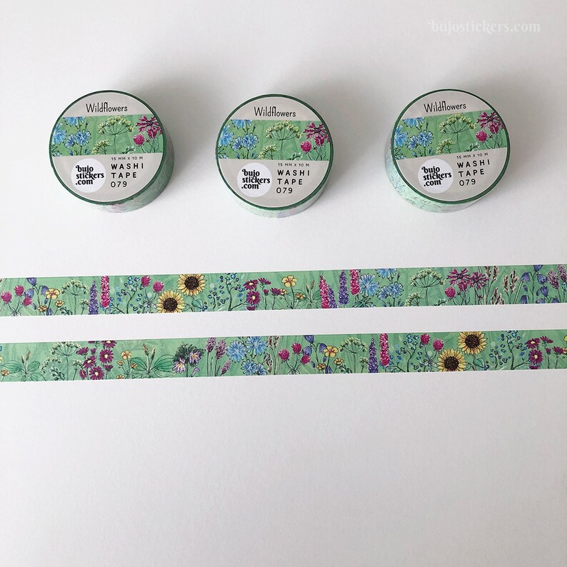 Washi tape Wildflower Meadow Garden, nature and summer tape Decorative masking tape 15 mm x 10 m bujostickers.com 079 image 4