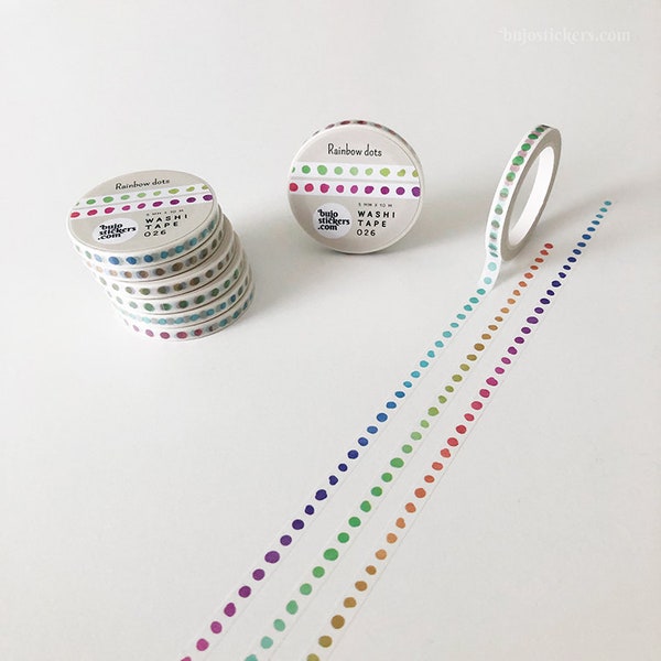 Slim washi tape • Rainbow dots • 5 mm x 10 m • bujostickers.com 026