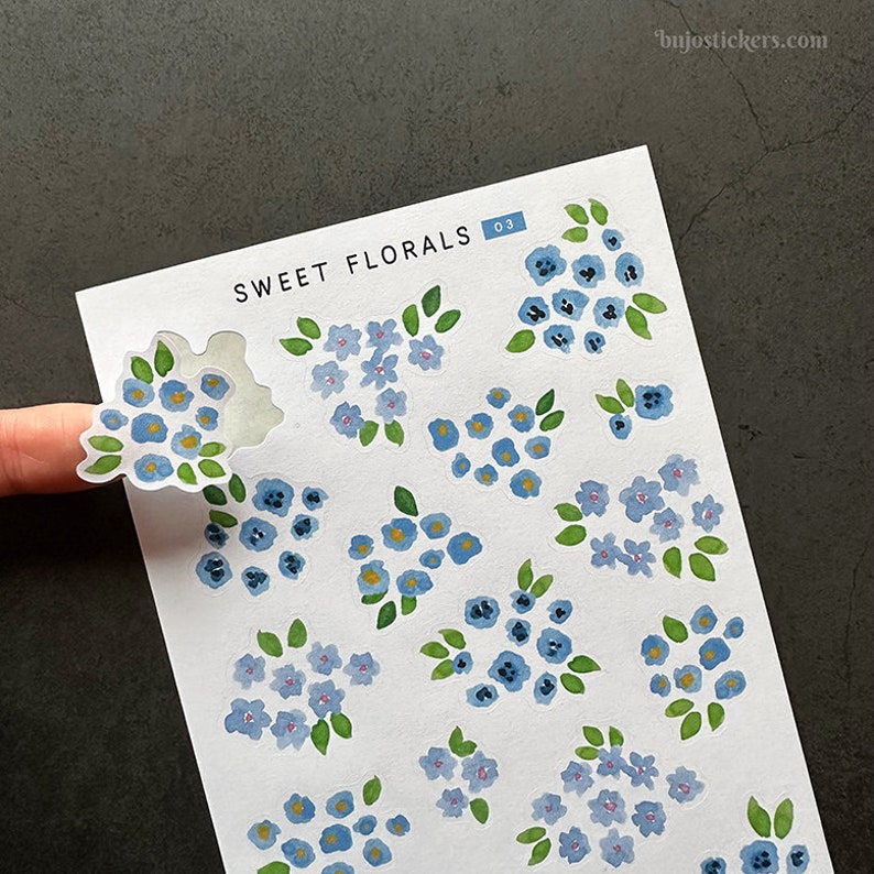 Floral Stickers. Clusters of Small Hand Painted Watercolor Flowers and ...