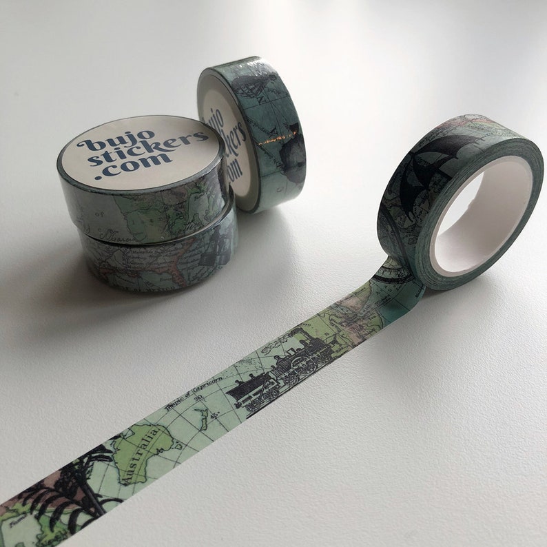 Washi Tape Vintage Maps & Travel Symbols 15 Mm X 10 M - Etsy