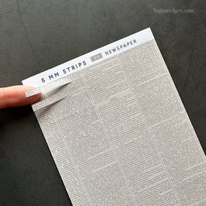 5 mm Stickerstreifen. Alte Zeitung. Für Junk Journaling, Crafting, Scrapbooking, Agendas, Bullet Journals etc. bujostickers.com 09