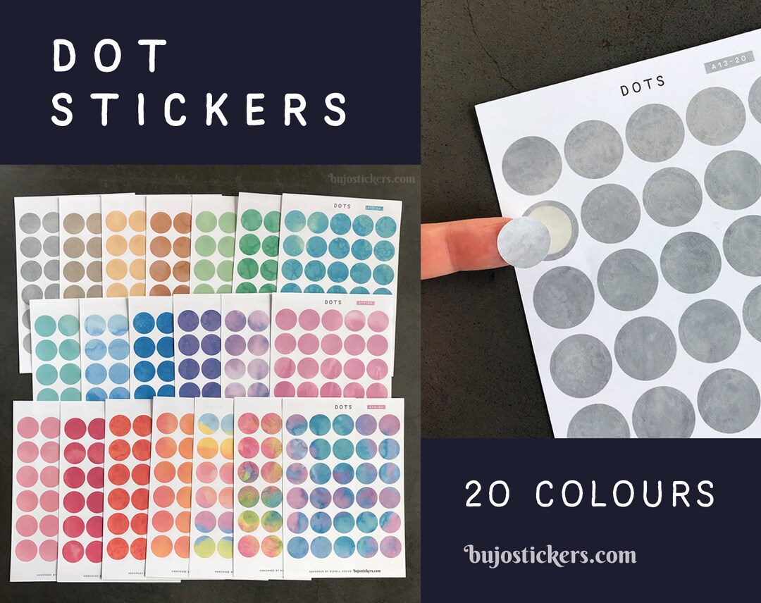Watercolor Dot Stickers for Bujo, Bullet Journals, Planners, Crafting ...