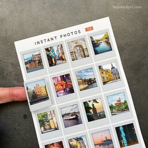 Calcomanías de Estocolmo, estilo de fotografía instantánea • Viajes a Suecia, casco antiguo, agua, barco, lago, ciudad, turismo en Escandinavia, viaje, vacaciones 19