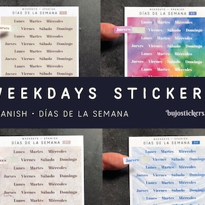 Días de la semana. Die Wochentage auf Spanisch. Papiersticker für Bullet Journals, Planer, Kalender etc. bujostickers.com