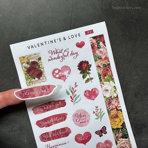 Valentine's & Love 02 • Romantische stickers met hartjes, rozen, citaten en script voor liefdesbriefjes, brieven, memory keeping en journaling!