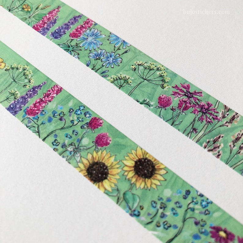 Washi tape Wildflower Meadow Garden, nature and summer tape Decorative masking tape 15 mm x 10 m bujostickers.com 079 image 2