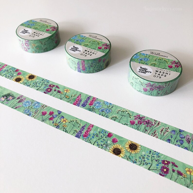 Washi tape Wildflower Meadow Garden, nature and summer tape Decorative masking tape 15 mm x 10 m bujostickers.com 079 image 3