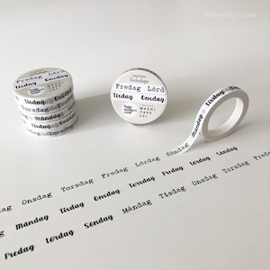 Washi tape in het Zweeds • Veckodagar på svenska (Weekdagen in het Zweeds) • Planner masking tape • 7 mm x 10 m • bujostickers.com 041