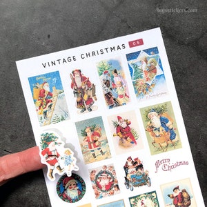 Noël vintage 05 • Père Noël • Autocollants pour cartes, lettres, scrapbooking, bujo, bullet journals, planification. bujostickers.com