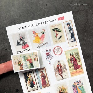 Navidad Vintage 03. Pegatinas para tarjetas, cartas, scrapbooking, bujo, bullet journals, planificación. Ilustraciones retro. bujostickers.com
