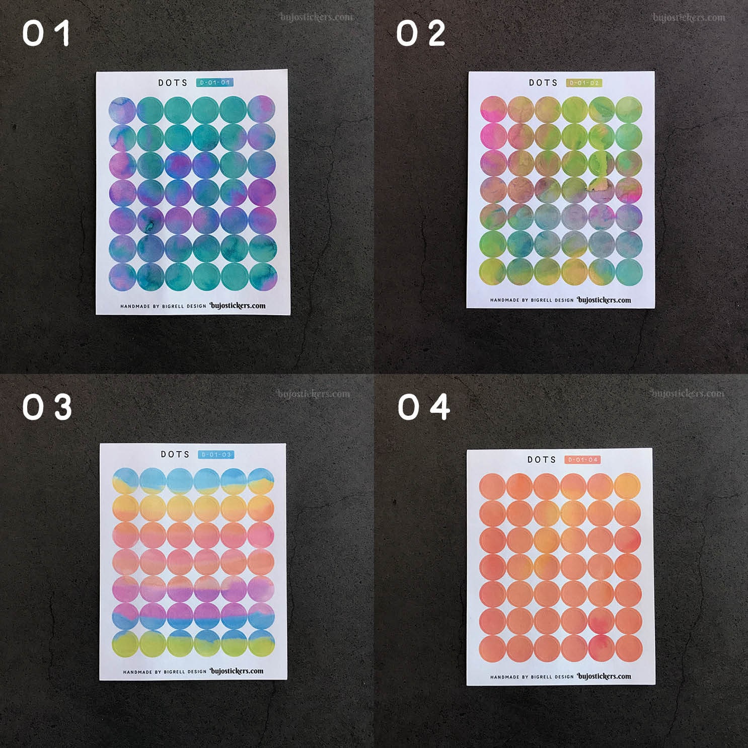 Small Dot Stickers in 20 Watercolor Options for Tracking, Bullet ...